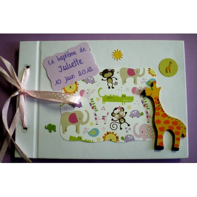 livre d'or baptême petite fille girafe