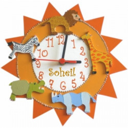 Horloge enfant personnalisée savane