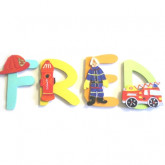 Lettres bois prénom pompier
